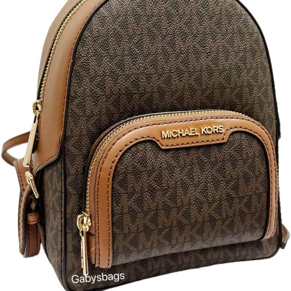 Michael Kors Jaycee XS Mini Convertible Backpack MK Signature Crossbody (Brown)